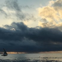 Small boat out at sea