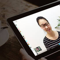 woman on skype on laptop