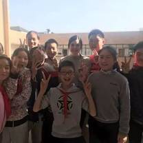 with students