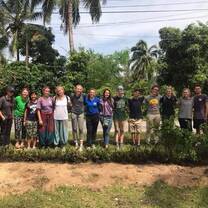 This is my group in front or a flower bed we put down. 