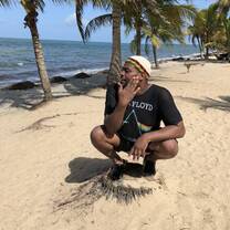 Me being silly on our one of our last days on Hopkins Beach.