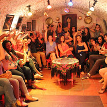 Students in a cave during a traditional Flamenco performance