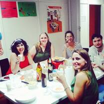 group around a table at dinner