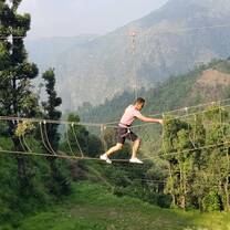 Adventure activity with volunteers in adventure camp in Dhanaulti, Mussoorie, India with The Tarzan Way