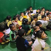 Children attending session by volunteer in Rishikesh, India with The Tarzan Way