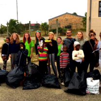 Assisting with a recycling project for kids