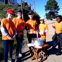 helping with a pop up soup kitchen