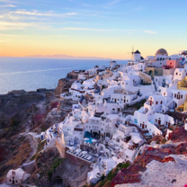 The sunset on Santorini's beautiful landscape is the most beautiful view I have ever seen. 