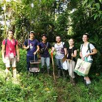 Students in the rain forest