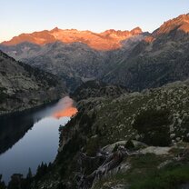 Pyrenees mountains at sun rise View of the Pyrenees mountains from the two day hike