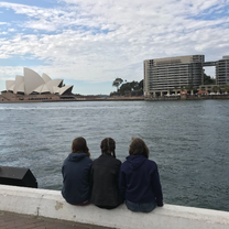 Three girls viewing the Sydney Opera House