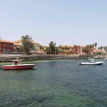 Boats in the harbor on a sunny day. 