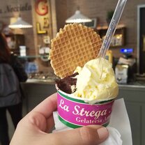 Study & Intern in Florence Gelato and and a waffle.