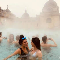 girls in heated pool 