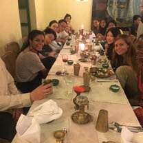 During the orientation program Dining a traditional nepalese meal, with some of the volunteers in Kathmandu.