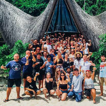 large group of tourists at Castaways
