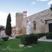 Gardens and landscaping outside a castle. 