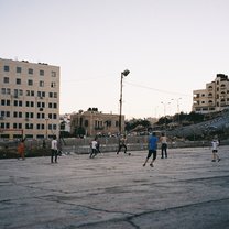 Playing football 