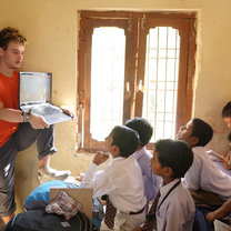 Using a laptop for an English lesson