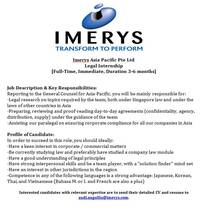 Imerys Legal Intern Job Description