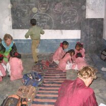 Teaching in a classroom.