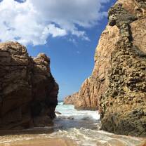 picturesque scenery made by the rocks and ocean