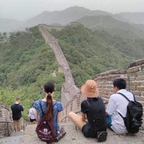 Visiting the Great Wall of China with my host family. 