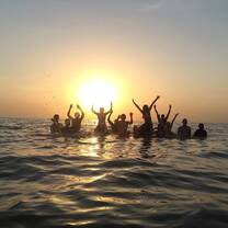 Having fun in Lake Turkana after class