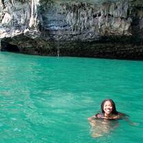 Swimming in blue waters of Krabi