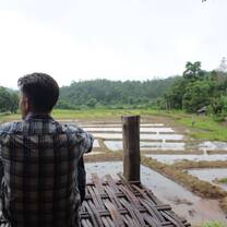 Relaxing after a hike in Pai in the far north of Thailand.
