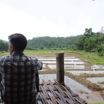 Relaxing after a hike in Pai in the far north of Thailand.