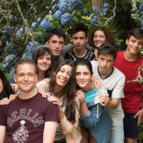 Group photo of young students outside