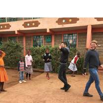 Volunteers having fun with kids