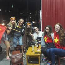 Celebrating Vietnam's success in Hanoi's Old Quarter in the Suzuki Cup semi-final.