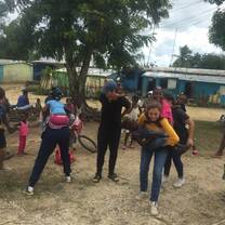 Playing with kids at health clinics