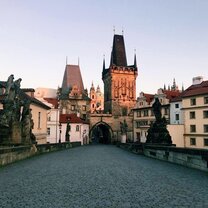 A rare siting of complete emptiness and bliss on the Charles Bridge at sunrise