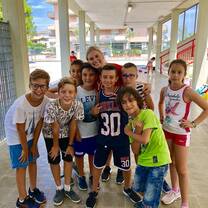 Campers having fun in Italy