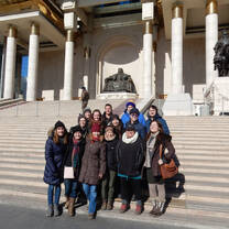 Students in Sukhbaatar Square, Ulaanbaatar