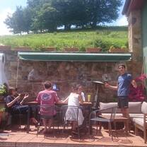Enjoying lunch on our patio.
