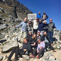 This is a picture of my group at the Salkantay pass on the second day of our trek to Machu Picchu.