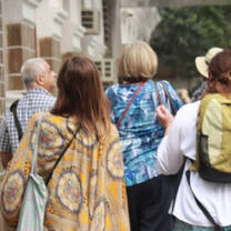 A group of tourists in India.