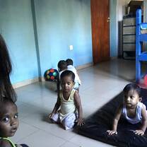 With some of the babies 