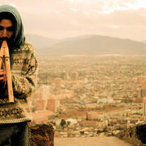 Chilean city scene with volunteer.