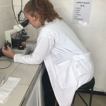 This is me helping to analyze blood and urine samples at the clinic, where I volunteered five days a week.
