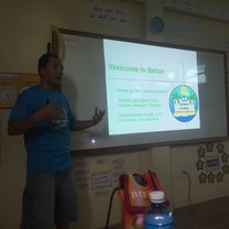 meeting an on-site teacher for the students on caye caulker