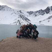 Friends and I at Embalse el Yeso, a famous mountain in Cajón del Maipo, Chile (45 minutes outside of Santiago)