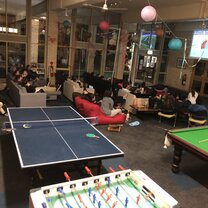 Watching the rugby game with a bunch of friends from RMC, a college on campus. 