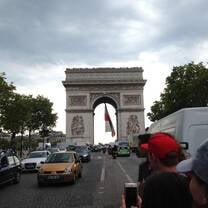 The day after the world cup we went to the Champs-Élysées and saw this massive flag hanging from the arc de Triomphe.
