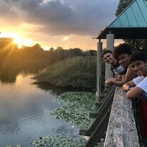 Three International Students Enjoy the Evening Sun