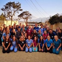 This is our whole group after the first day of clinic we had. This includes our medical and dental team. 